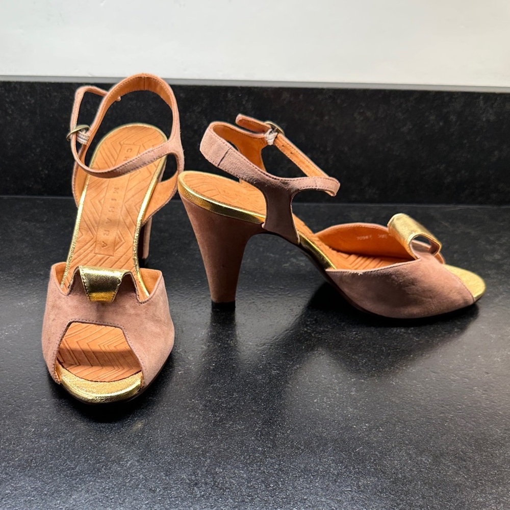 Elegant Buff Pink and Gold Women's Heels